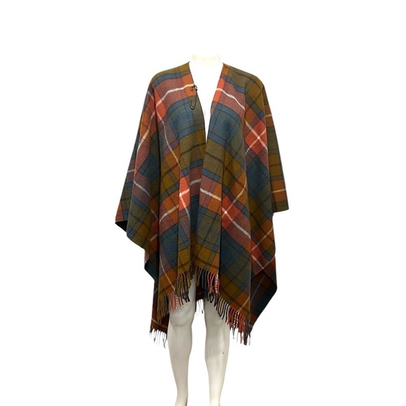 Brontë by moon plaid Lambswool fringe cape - Picture 1 of 5